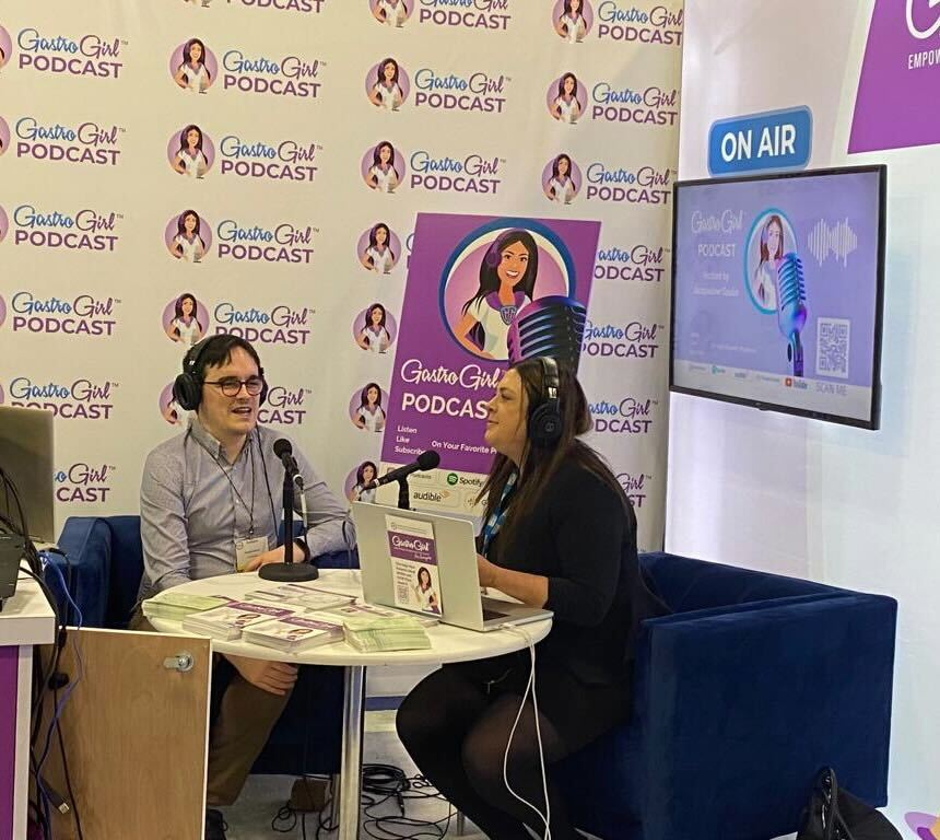 FoodMarble's tweet photo. @mraonghus speaking live with @gastrogirl yesterday at #ACG2022🎙 

#MedTwitter #GITwitter #ACG https://t.co/U7pPI6G28N