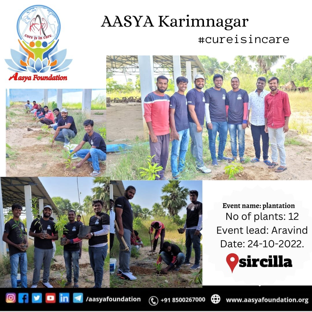 Akhilsagarla's tweet photo. Taking a chance to return the nature we Aasya foundation planted 12 plants in sircilla.
Proud and happy to be a part of go green activity.
@cureisincare 
#plantationevent
#aasyafoundation
#aasyakarimnagar
#walkfornature
#walkathon2023 https://t.co/D5zccyiJDW