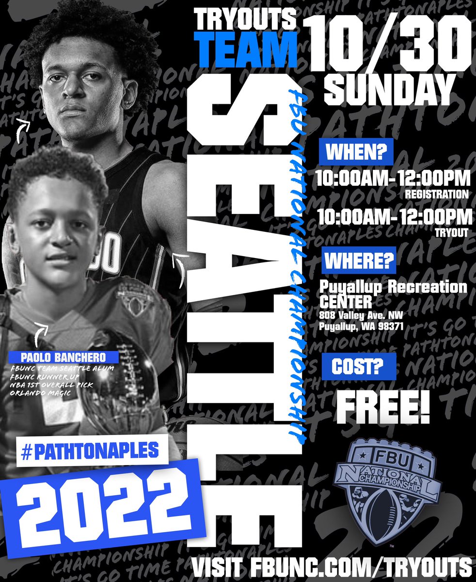 SEATTLE SOUND OFF 🥶 Attention all Seattle area ballers!! The 2022 FBU National Championship has begun! FBUNC Team Seattle is holding tryouts for this years elite squad 🌴 Visit the link ✅ FBUNC.com/tryouts #FBUNC