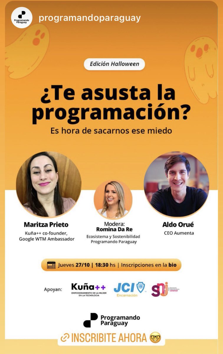 aldorue's tweet photo. Les invito a esta charla en línea "¿Te asusta la programación?" , Muy contento y más que nada agradecido a #ProgramandoParaguay @romidare  Inscripción (gratuita) https://t.co/lEV3ynBgho https://t.co/AsbOCzjIfo