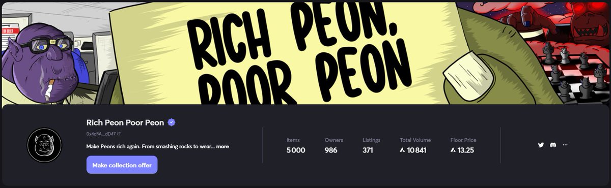 hamsterzbc's tweet photo. Hello #avax fam! 🐹

Maybe you heard about the #nfts @peonnft ?👀

We made our holders win some RichPeonPoorPeon months ago at the lottery, and now look at the floor price! 🤩

You'll maybe win the new gem in our next lottery! 

Join us here :
https://t.co/zSSGpK732W https://t.co/jLFZ5UGFtT
