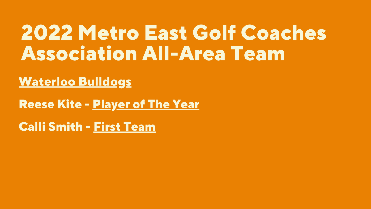 WCUSD5GirlsGolf's tweet photo. Congrats!! 👏👏

Sophomore Reese Kite is named Metro East Golf Coaches Assoc Player of The Year! This is her 2nd time earning first team honors.

Senior Calli Smith earns First Team honors and makes her 4th all-area team. @WCUSD5Athletics @STLhssports @republictimes https://t.co/jgLrlHnD0q