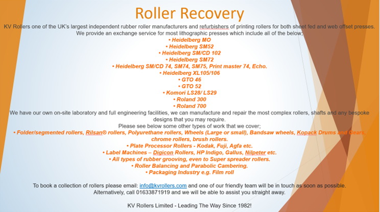 KV_Rol's tweet photo. Offering a wide range of roller refurbishment services &amp; repairs. No job too big or too small here at KV_Rollers, we do it all! 
#printrollers #print #printing #packaging #polyurethane
#ukmanufacturing #rubberroller #UKPrinting #engineering https://t.co/yWA3jSoTsW