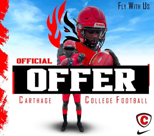 After a great conversation with @CoachDustinHass , I am excited and thankful to receive an offer from Carthage College! #GoFireBirds @Carthage_FB @GenevaViking @JacobIodence