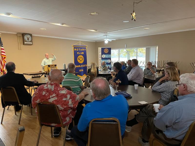 5970Rotary's tweet image. On Monday, October 24, District Governor Don Meyer visited the Charles City Rotary Club.  He presented Club President Kay Winkelman with the Rotary Citation for 2021-2022.