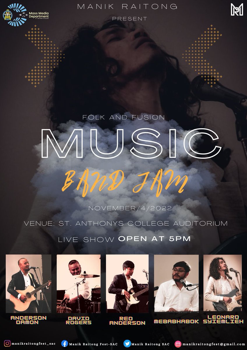 ManikRaitongSAC's tweet photo. The jam not just for the ears, but for your soul! An evening full of life and vibes. 
Mark the date and time 📌
.
Poster by: Anisha
.
#khasi #jaintia #garo #meghalayatourism #dance #food  #manikraitongfest_sac #shillong #meghalaya #massmedia #explorepage #foryoupage #TrendingNow https://t.co/XMDxM93EXt