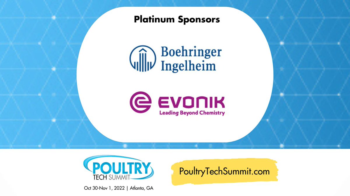 WATTAgNet's tweet photo. #PoultryTechSummit is next week! https://t.co/5IdNgbFTtA
Meet 16 leading suppliers:
@AviagenTweets, Baader, @barntools, @boehringerus, @Ceva_USA, @cobbvantress, @Evonik, @intelia_com, @Marel_news, Meyhen, @NeogenCorp, @novusint, Optum Immunity, Phibro, @staubligroup, @Zoetis https://t.co/dpmtlxTp5S