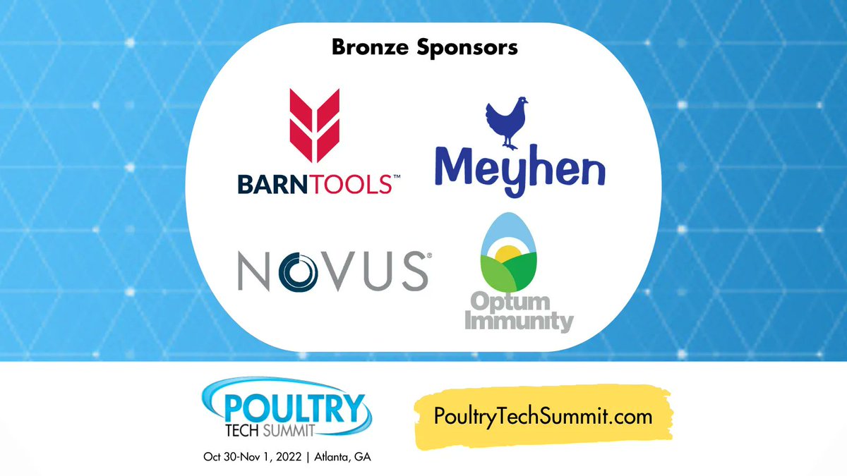 WATTAgNet's tweet photo. #PoultryTechSummit is next week! https://t.co/5IdNgbFTtA
Meet 16 leading suppliers:
@AviagenTweets, Baader, @barntools, @boehringerus, @Ceva_USA, @cobbvantress, @Evonik, @intelia_com, @Marel_news, Meyhen, @NeogenCorp, @novusint, Optum Immunity, Phibro, @staubligroup, @Zoetis https://t.co/dpmtlxTp5S