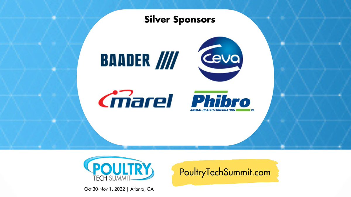 WATTAgNet's tweet photo. #PoultryTechSummit is next week! https://t.co/5IdNgbFTtA
Meet 16 leading suppliers:
@AviagenTweets, Baader, @barntools, @boehringerus, @Ceva_USA, @cobbvantress, @Evonik, @intelia_com, @Marel_news, Meyhen, @NeogenCorp, @novusint, Optum Immunity, Phibro, @staubligroup, @Zoetis https://t.co/dpmtlxTp5S