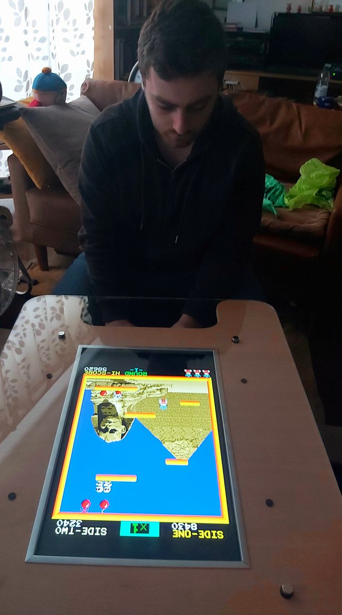 couchman_vernon's tweet image. Quick go on the "Retro Arcade Table" today. Still being stuffed by @jack_couchman better known as "Luke Sky W@nker"! #phoenix #PacMan #BombJack #Retro #Arcade #Gaming