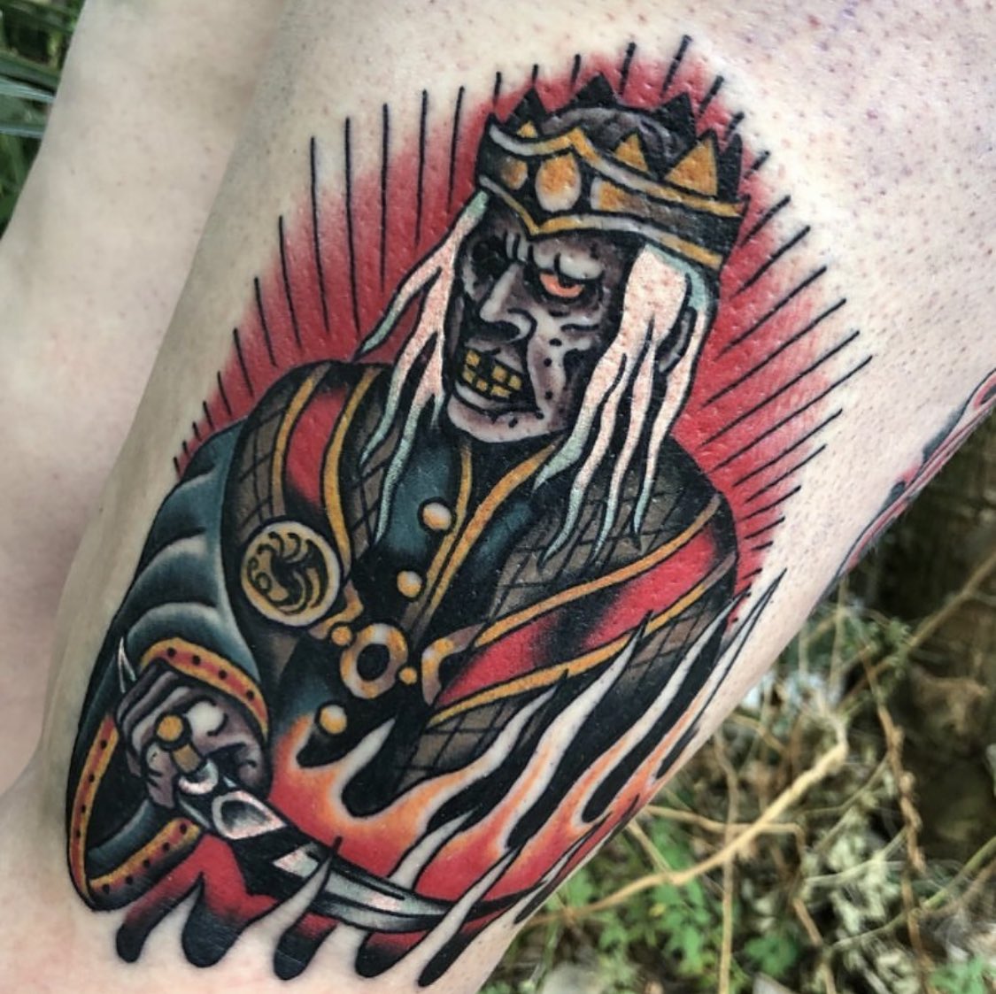 SourceConsidine's tweet image. Paddy shared this new art on his Instagram page and I am OBSESSED!! King Viserys as a tattoo (@/joshtattums on Insta) and a pie (@/freckled.and.feisty on Insta)! I’m absolutely obsessed with the art! AMAZING KEEP THEM COMING!!