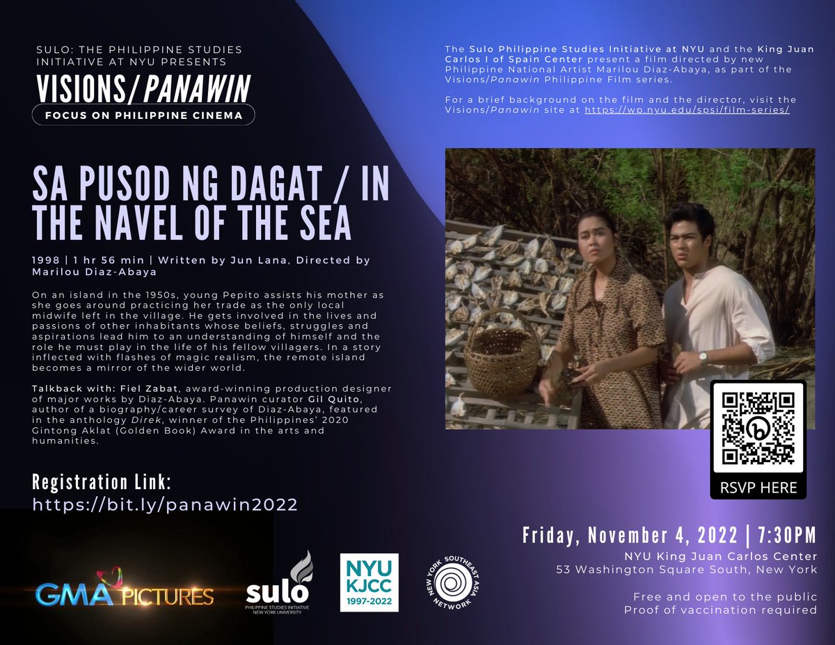 SuloNyu's tweet photo. PSA - we're hosting our very first in-person event!

Screening of IN THE NAVEL OF THE SEA and talkback with Fiel Zabat

When: Friday, November 4th at 7:30pm

Where: NYU King Juan Carlos Center

RSVP to be reminded via email: https://t.co/4qjz8NJfwz https://t.co/RAzDIIigNr