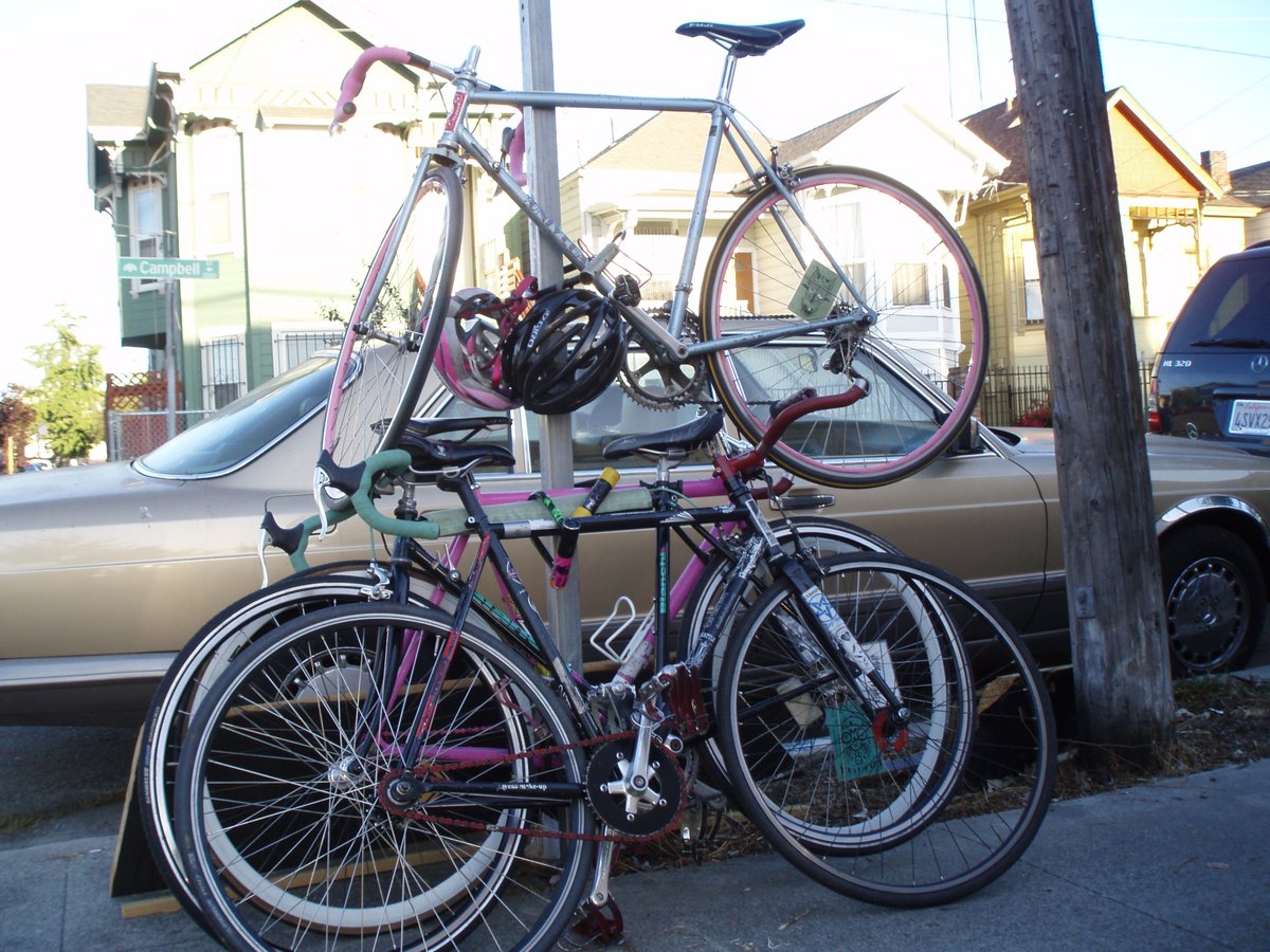 Bike lockup piles, Oakland, CA. Circa
2009.

#bikepile #fixie #urbancycling #bikerack
#weneedabikerack #bikestack #bikestorage #vignette
#oaklandcycling