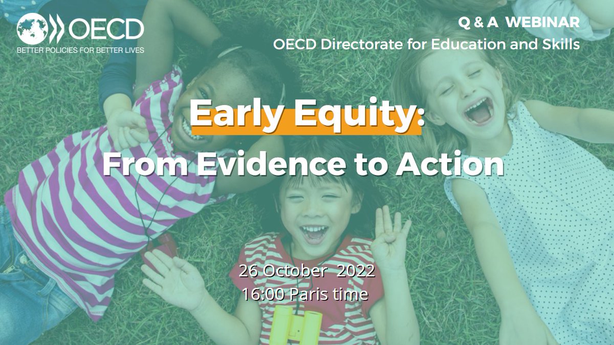 OECD's tweet photo. π TOMORROW
Early Equity: From evidence to action
Join us to discuss what it takes to achieve a level playing field for disadvantaged children.
π
26 October
β° 16:00 CEST
Register now: https://t.co/8YCUB4UNfD
#EarlyEquity | #Education | @OECDEduSkills https://t.co/BhObyV4lBA