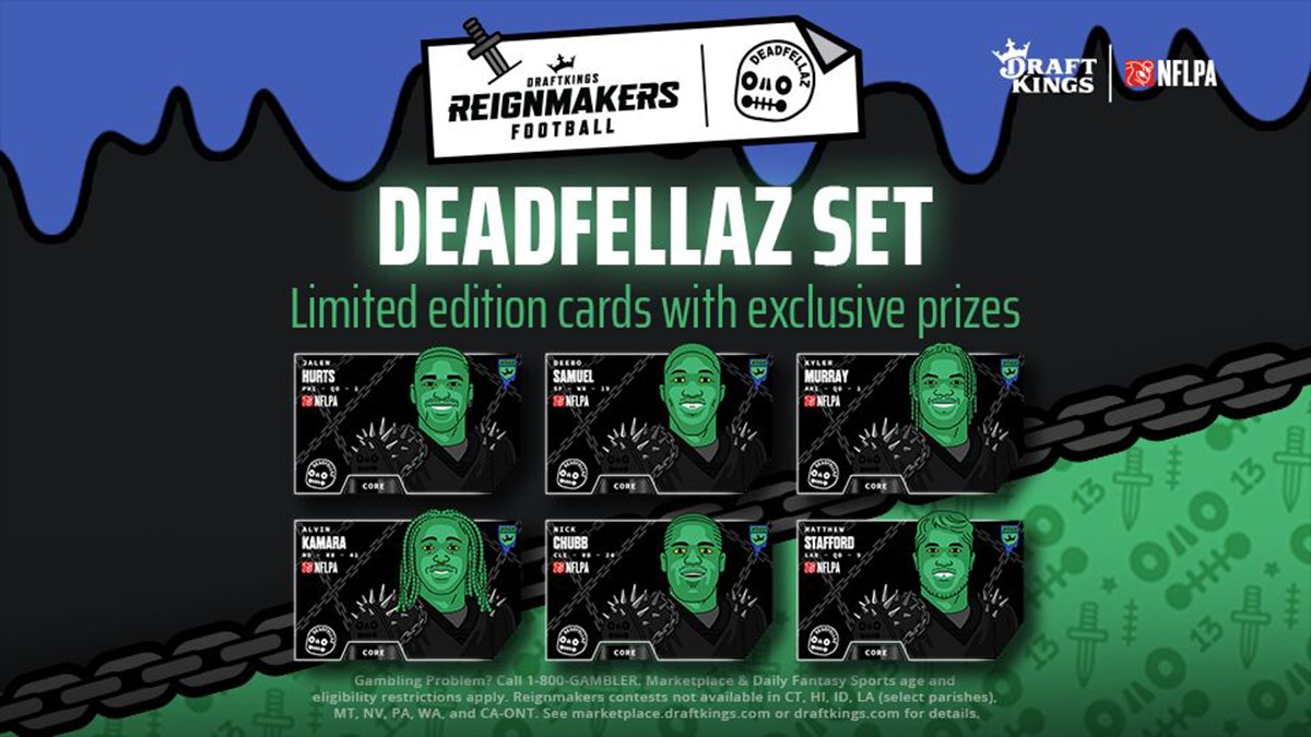 🧟‍♂️ DROP DAY 🧟‍♂️ Deadfellaz take the field! Get your limited edition Reignmakers x @Deadfellaz player cards TODAY! Drop starts at 6pm ET: bit.ly/3Duykgx