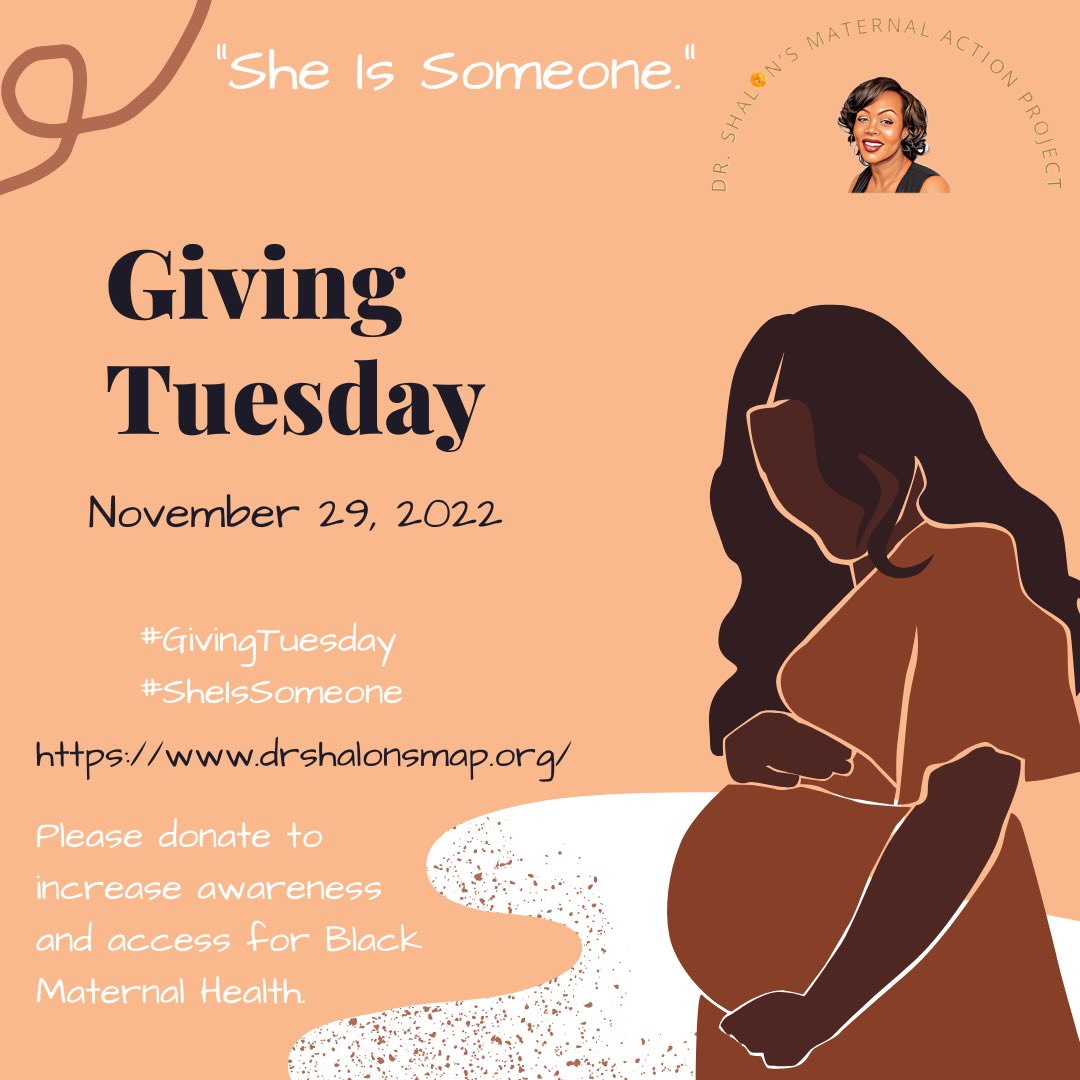 ShalonsMAP's tweet photo. Happy Tuesday! We are excited to announce the launch of our #GivingTuesday Campaign, “She is Someone.”
Black birthing people deserve quality, anti-racist, considerate care because they are SOMEONE, period. Stay tuned for updates!
#4shalon
#GivingTuesday
#SheIsSomeone https://t.co/7DDwHw85zT