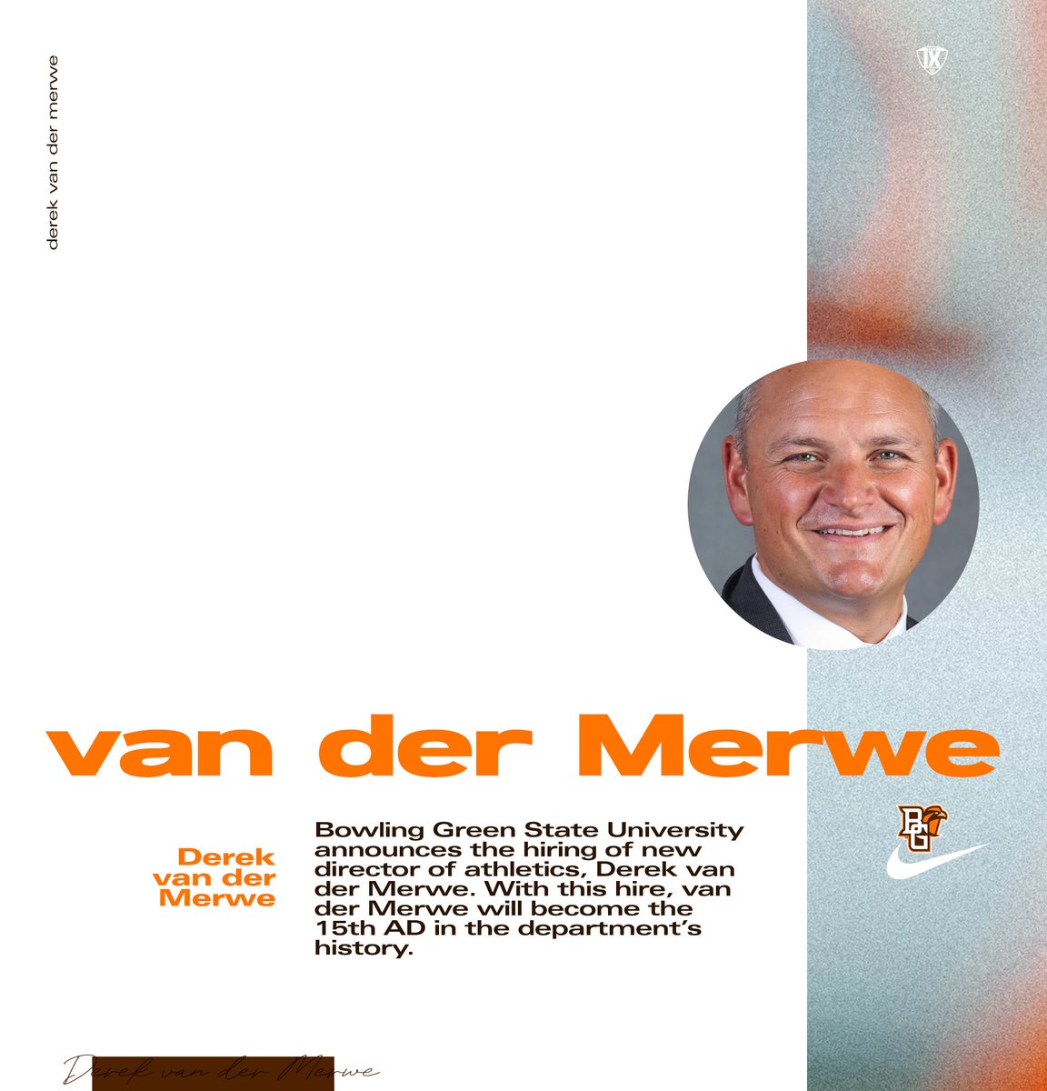 We are excited to 𝙤𝙛𝙛𝙞𝙘𝙞𝙖𝙡𝙡𝙮 𝙖𝙣𝙣𝙤𝙪𝙣𝙘𝙚 Derek van der Merwe (<a href="/vandermerwe63/">Derek van der Merwe</a>) as the 15th Director of Athletics in BGSU history! Welcome to the Falcon Family 👏

#AyZiggy 🟠🟤