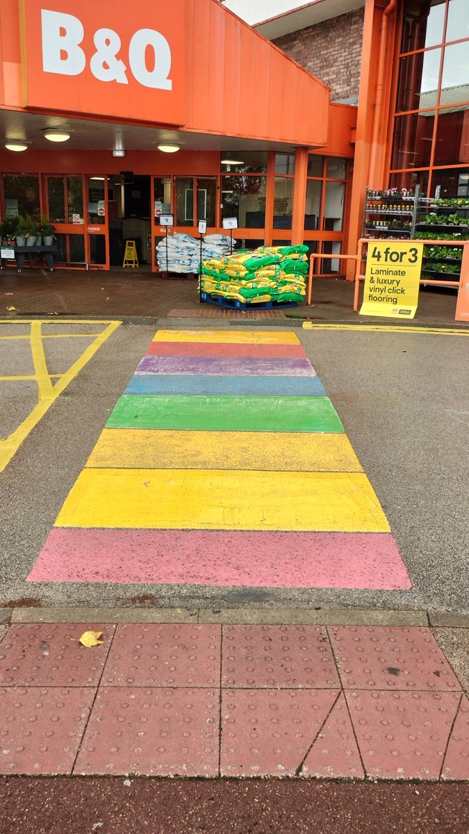 Hi <a href="/bandq_help/">B&Q Help</a> gentle reminder that tactile paving is useful but not if you're going to stick a pallet of stuff if the way.  Macclesfield store. :-)