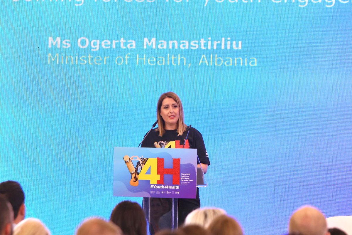 ShendetesiaAL's tweet photo. “We have the opportunity now, to look ahead to building health literacy of future generations and that is why we need to bring young people on the forefront of our decision making processes and make your voices heard” - Ogerta Manastirliu, Minister of #MoHSP 🇦🇱 #Youth4Health https://t.co/tzw2ea8qjh