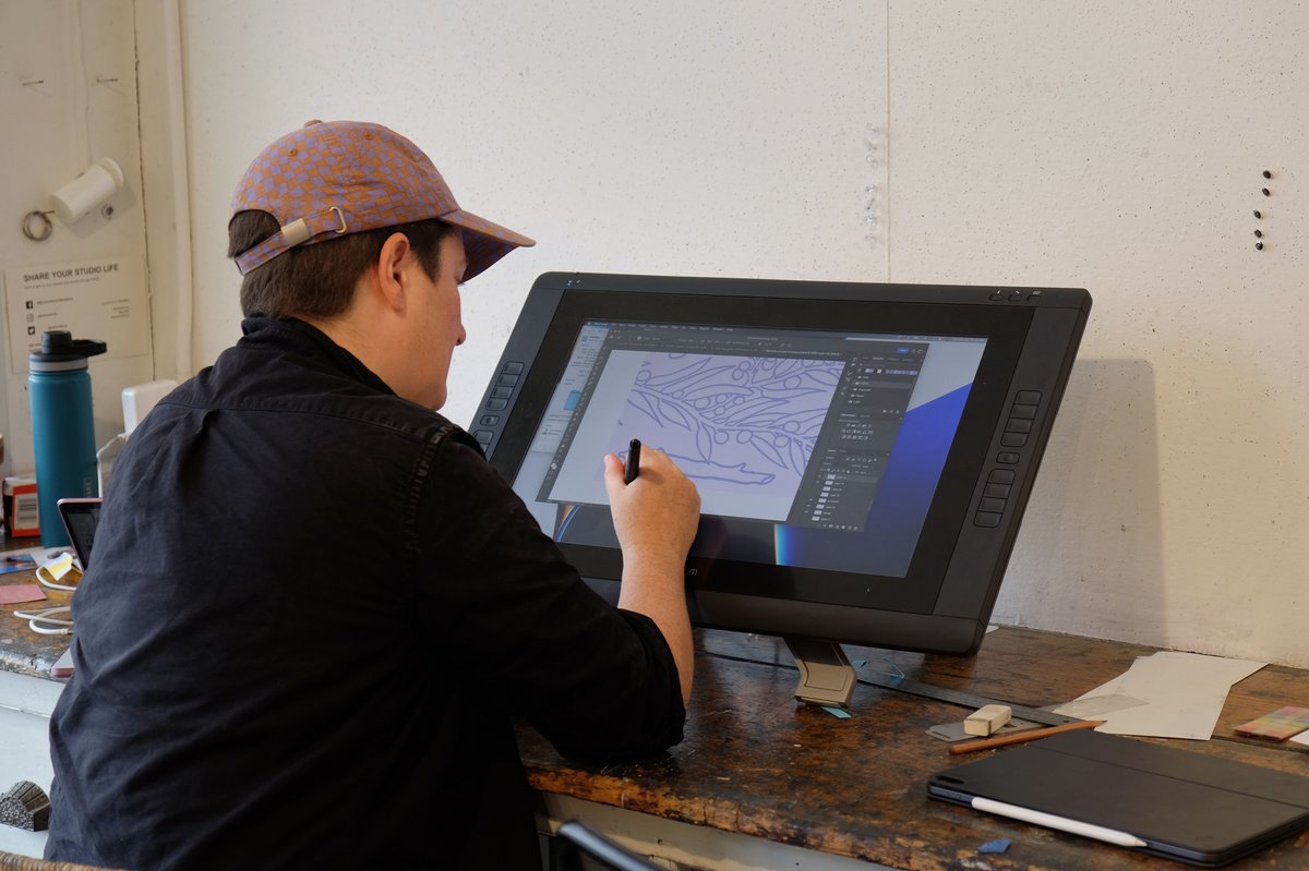 Corinne Teed is here as our Art-in-Ed Artist's Book Resident. They are working hard on these digital drawings that will be turned into polymer plates and then letterpress printed on mulberry paper!