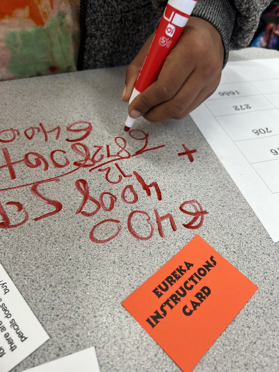 MsLewisRoom's tweet photo. 4th Grade Eureka Math Station.
Step #1 - Solve the problem using Distributive Property .
Step #2 Explain why your answer is reasonable to a partner . 
Step #3 Color the answer on your sheet the same color as the dot on the card .

- Use check sheet to check answers! https://t.co/7viPJtZXJ8