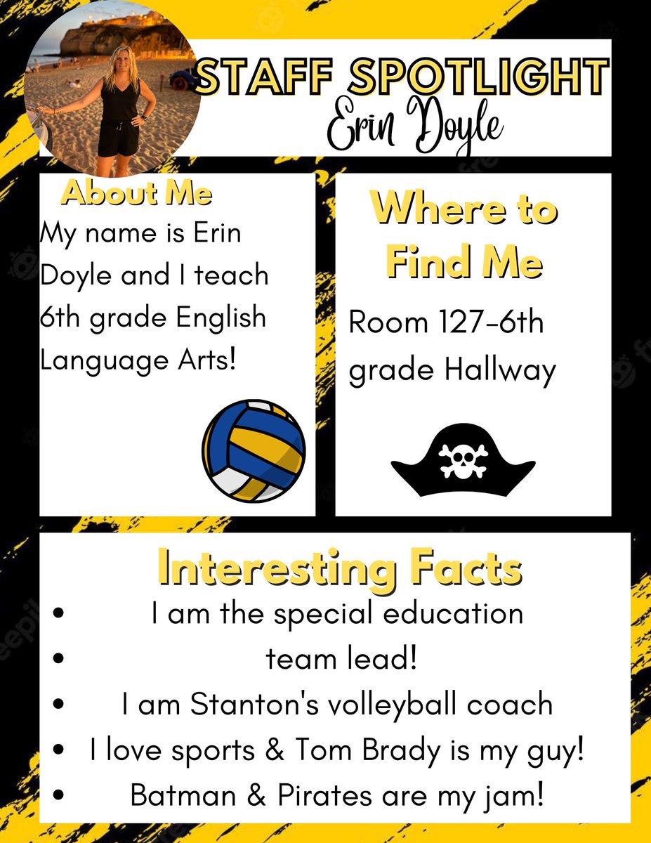StantonFalcons's tweet photo. Stanton Staff Spotlight - Let’s get to know the fabulous Falcon Faculty! 

Meet one of our 6th Grade ELA teachers, Ms. Erin Doyle! Ms. Doyle is a strong advocate for all learners and helps plan many exciting student events. https://t.co/D7jNDWPMjL