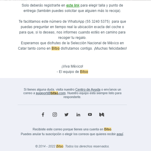 cryptomortales's tweet photo. Hey tio @Bitso hoy a una amiga le llego este correo donde dicen repartir playeras , horarios y días en algunos estados de México.

Un link a formulario con nombre,correo, talla y si un tercero recoje la playera también agregar su nombre.

Es real? Fake? 
#bitso #mexico https://t.co/VEgpD8NSCe