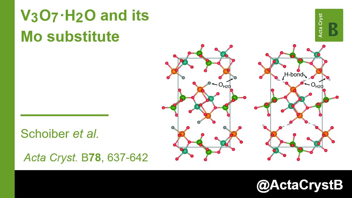 Check out this article from @ActaCrystB titled 'Resolving the structure of V3O7·H2O and Mo-substituted V3O7·H2O.'

ow.ly/zQwy50LkrA5

#OpenAccess
@IUCr #HydratedVanadate #ElectrodeMaterial