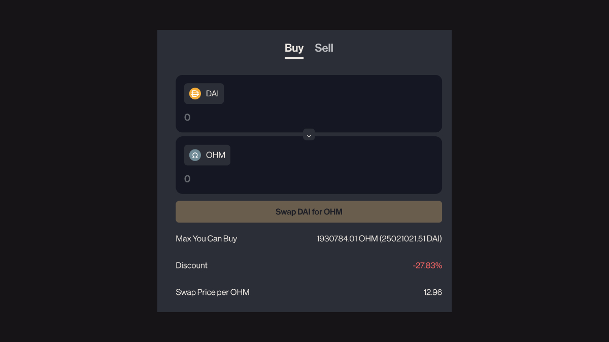 In that same UI there will be a swap function that you can use when the price reaches one of the cushions or the walls. If the discount is green, that means there is an arbitrage opportunity between the market price and the price Olympus will deliver. (26/27)