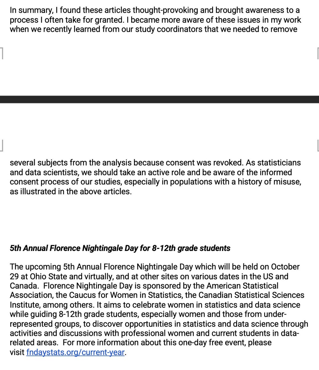 Our past char Dr. Katerina Kechris shared some insight about Justice, Equity, Diversity, and Inclusion in our recent newsletter. Please check out here as well!

<a href="/AmstatNews/">ASA</a> #Justice #newsletter #Genetics #Diversity #inclusion