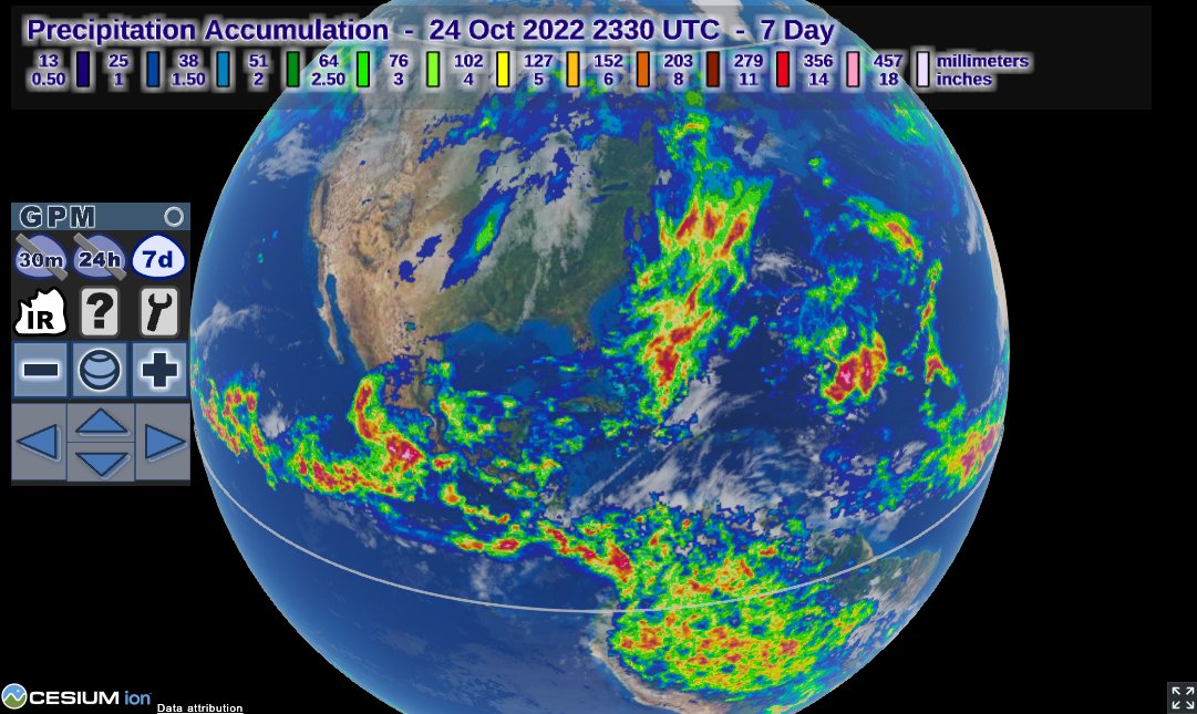 NASAAtmosphere's tweet photo. Visualize Earth's precipitation on a 3D globe with IMERG Global Viewer: https://t.co/PErXHj6GSQ https://t.co/YX83QNUWAo