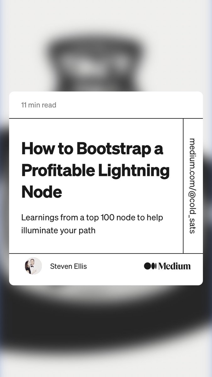 ⚡️ “How to Bootstrap a Profitable Lightning Node” - great tutorial by ⁦<a href="/cold_sats/">Red</a>⁩: link.medium.com/0lpKueFUpub #bitcoin #lightning