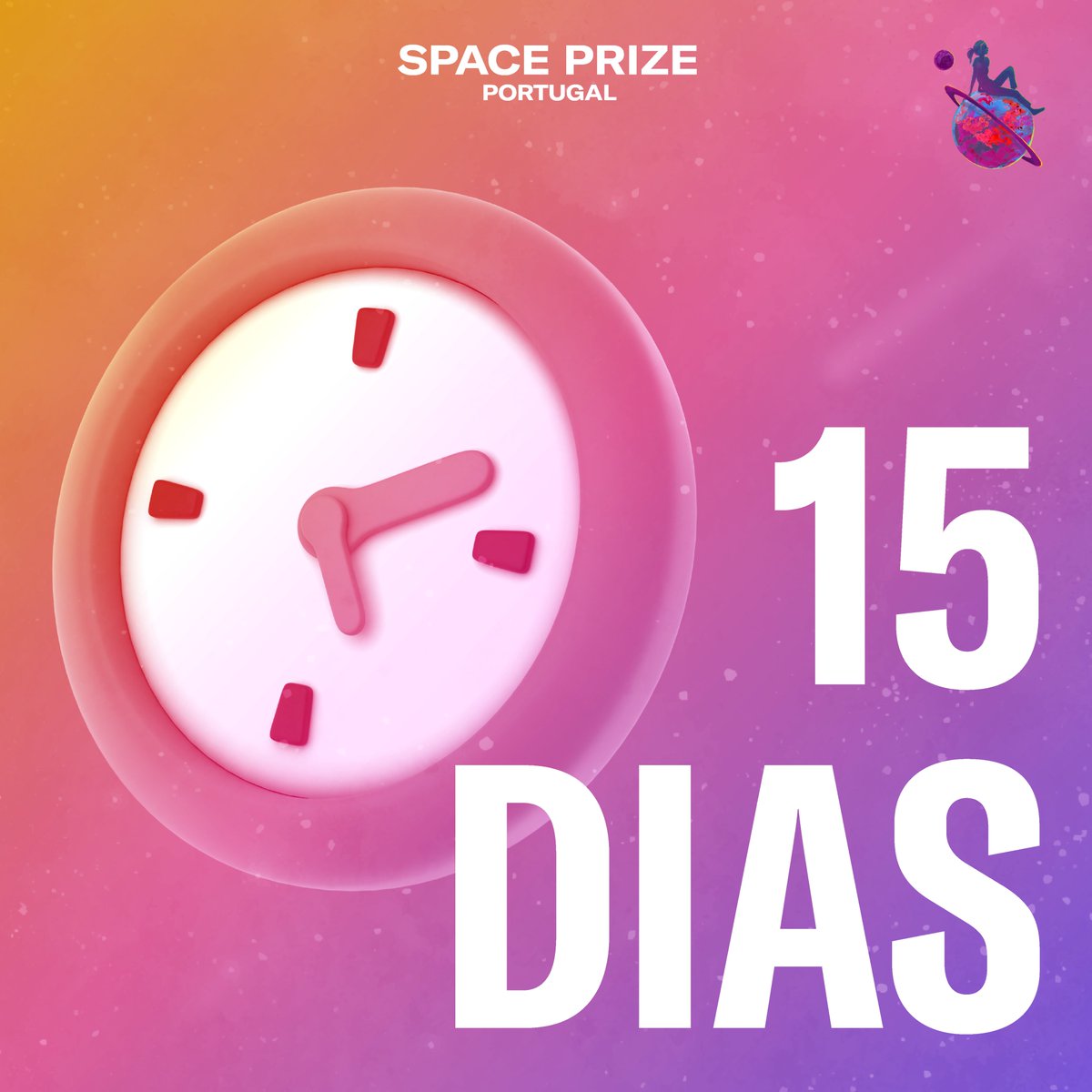 Já marcaste o Space Prize no teu calendário? 📅
Se ainda não o fizeste, aponta já a data porque faltam apenas 15 dias para o fim das candidaturas!

Não deixes esta oportunidade escapar! O tempo também voa... 🚀⏳

#spaceprizeportugal #spaceprize #womeninsteam #womeninspace #steam