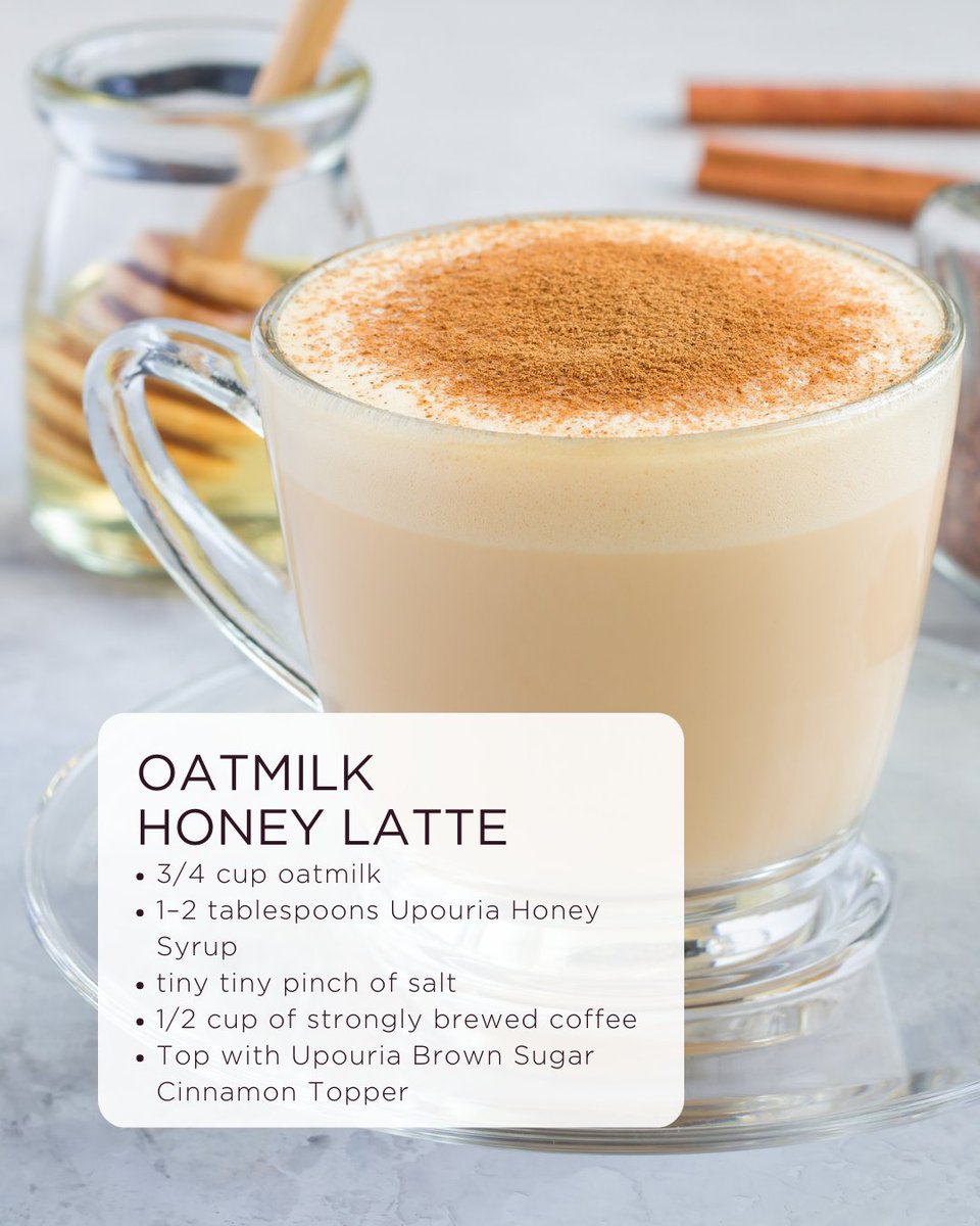 For a sweet, creamy and delicious latte you can feel good about drinking, try this Upouria Oat Milk Honey Latte Recipe 👇
#recipe #foodie #oatmilk #oatmilklatte #latte #coffee #coffeelove #butfirstcoffee #upouria #SunnySkyProducts #BeverageSolutionsProvider #upouriahoneysyrup