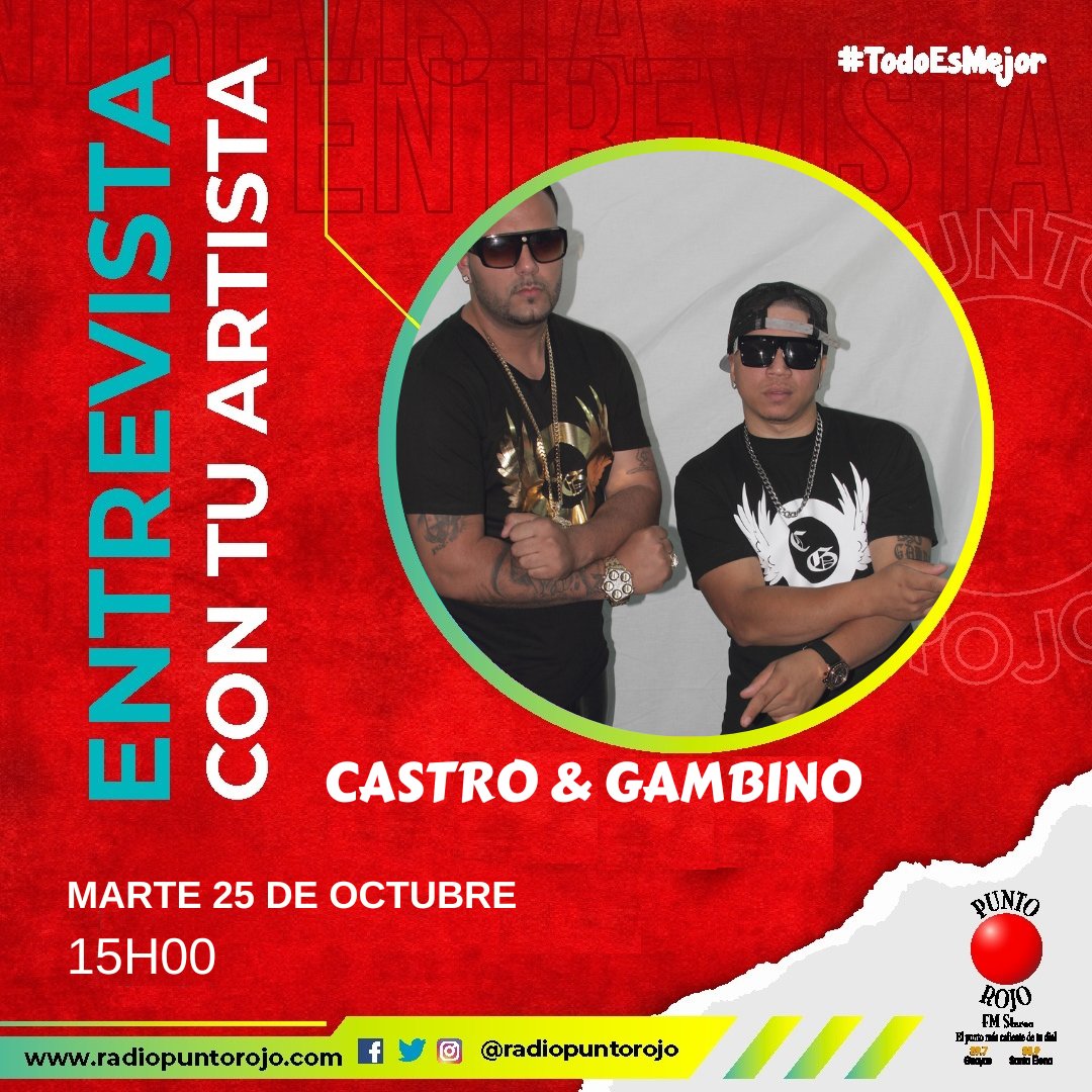 En #AlRojoVivo nos acompañarán CASTRO & GAMBINO 💥🔥🎤 @castroygambino