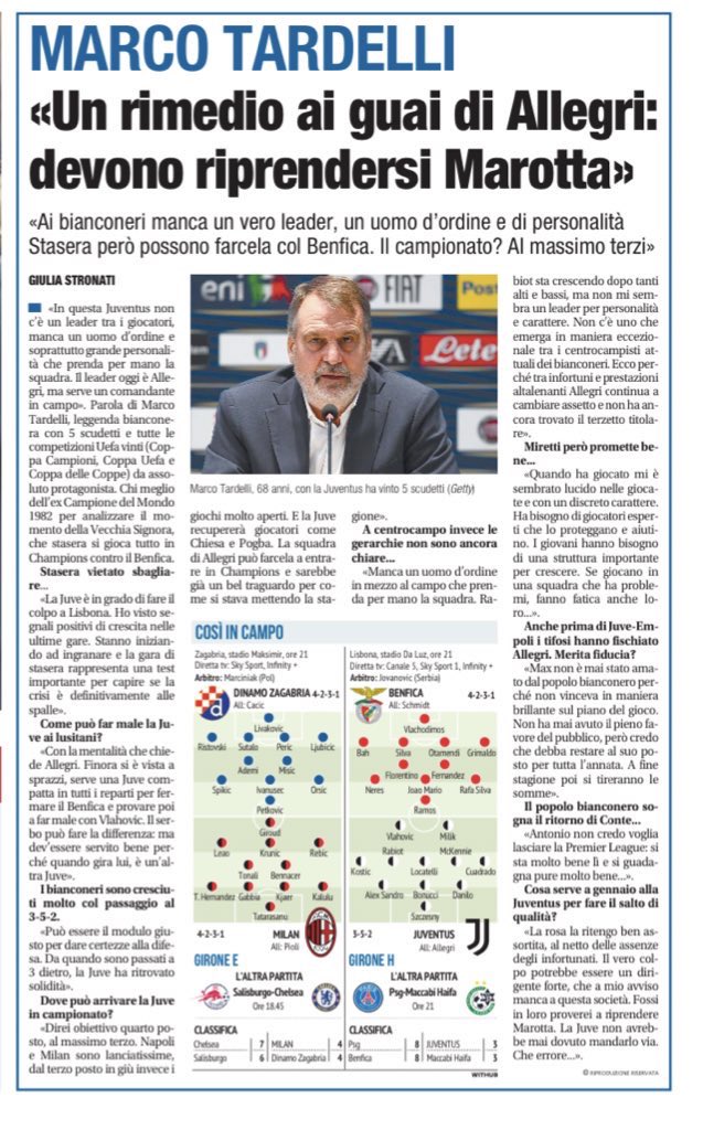 GiuliaStronati's tweet photo. Marco #Tardelli a Libero: “Alla #Juventus manca un leader in campo: un giocatore di grande personalità che prenda per mano la squadra. Società? Serve dirigente forte. Che errore aver mandato via #Marotta: fossi in loro proverei a riprenderlo. #Conte? Antonio sta bene in Premier” https://t.co/FNVIk7mVly