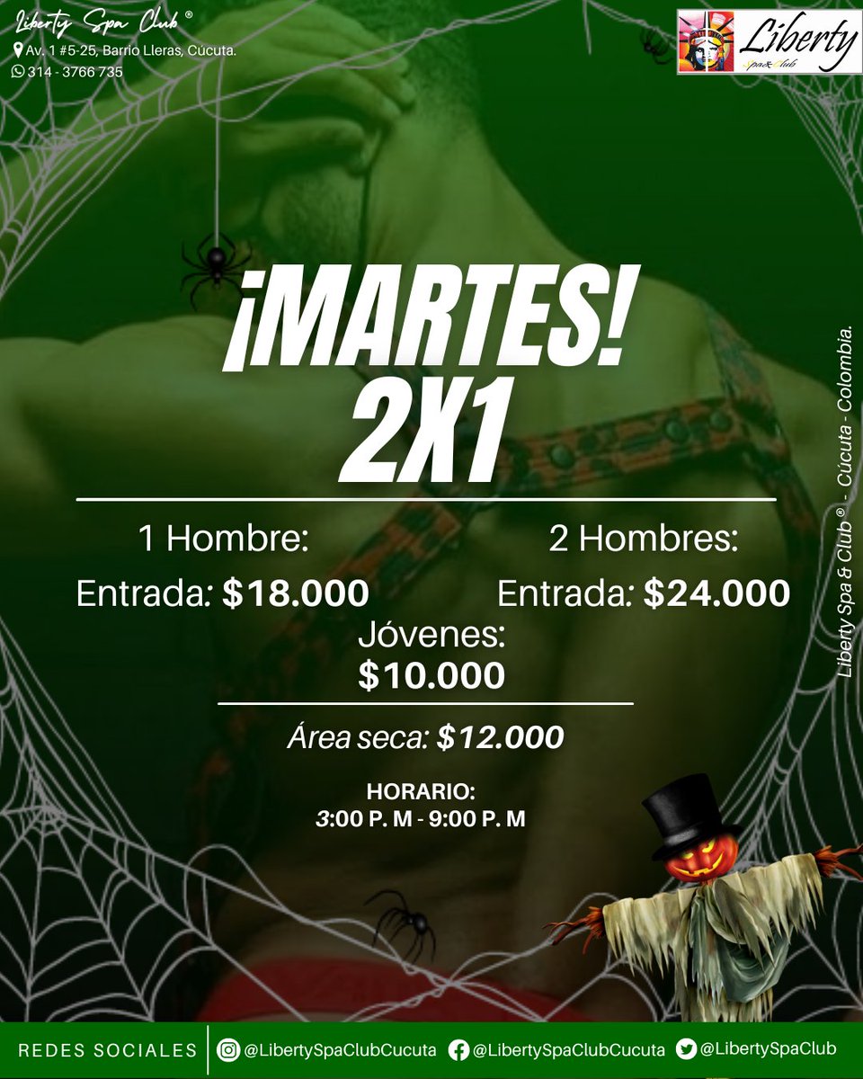 LibertySpaClub's tweet photo. Diversión + jacuzzi caliente = martes 2X1 😱😈🔥 ¿Perderás esta promo?.

#LibertySpaClub #spagay #sitiogay #sitiolgbt #colombiagay #colombialgbt #saunagay #bucaramangasantander #lgtbcolombia #cucutagay #cucutanortedesantander https://t.co/F0zJf3J739