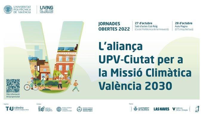AjuntamentVLC's tweet photo. ♻️T'esperem el 27 i 28 d'octubre a les jornades obertes 'Aliança @UPV-ciutat per a la #MissiòClimàtica #València2030'.
Unes trobades on tractarem el potencial del binomi universitats-#ciutat per fer front a l'emergència climàtica amb la #descarbonització
🎟️https://t.co/k2bpXIQfB3 https://t.co/IId8Im7A5W