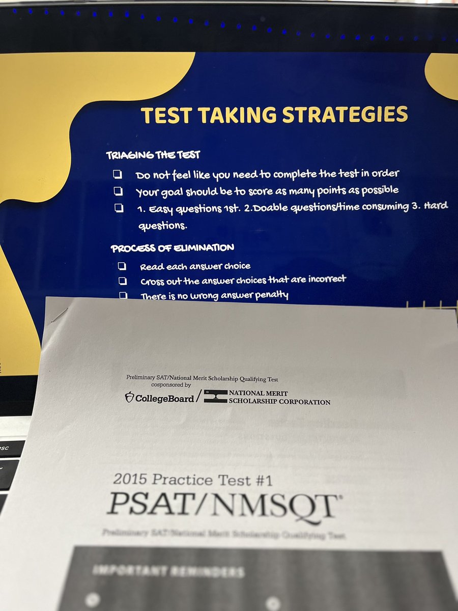 AvidNoms's tweet photo. The PSAT is approaching. We are getting our 8th graders ready. It’s what we do, the AVID way. #Criticalthinking #testtakingstrategies #AVIDScholars @MonroePrincipal @PGCPSAdvancedP1 @SavvyEducator_T @NafisahCurry @TheMan_MrCoates https://t.co/B2TveFpsvW