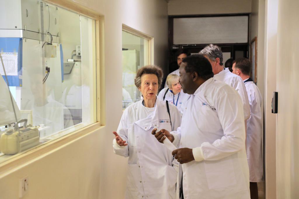 UKinUganda's tweet photo. We are excited to welcome Her Royal Highness, The Princess Royal to 🇺🇬. The Princess Royal visited @MRC_Uganda today to observe the work they are doing in health research for infectious &amp; non-communicable diseases such as COVID-19 in 🇺🇬, with support from @LSHTM https://t.co/515jle1t8p