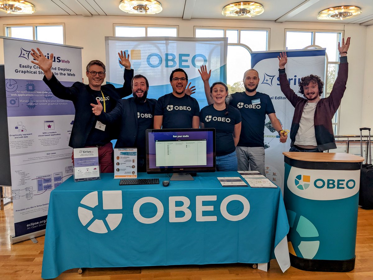 Obeo_Fr's tweet photo. ✨ #EclipseCon 2022/Bilan du 1er jour:
✅2 présentations #sirius
✅1 équipe #Obeo motivée et 1 beau stand
Nous sommes heureux d’être à Ludwigsburg pr ce gd événement organisé par @EclipseFdn ! Nous serons là demain pr une autre journée plein de confs & rencontres enrichissantes. https://t.co/Z8BsJ9BOVd