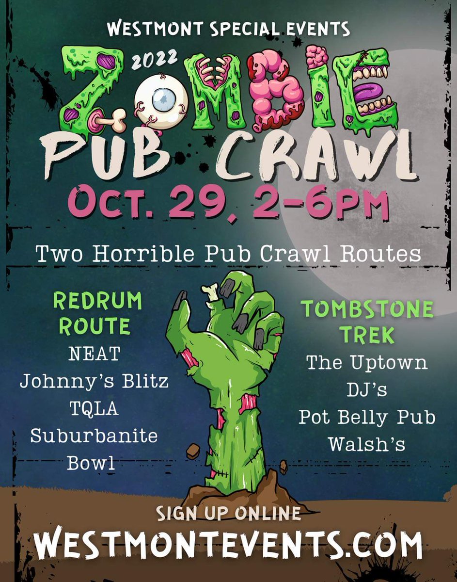 WSEC's tweet photo. You are invited to 2022 Zombie Pub Crawl - October 29 - SIGN UP TODAY - https://t.co/HlBj9XG3BM https://t.co/aEtsmKEA0M