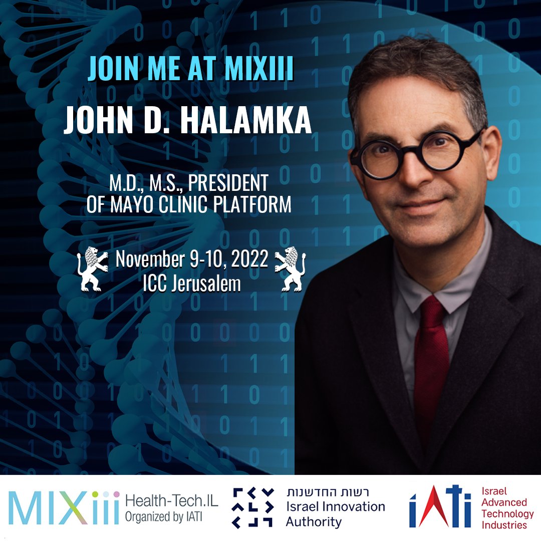 jhalamka's tweet image. Looking forward to discussing the Hospital of the Future at the MIXiii Conference Nov. 9-10.
See the full agenda for this annual get-together of the Life Science & Health Tech Industries in Israel.
mixiii.com