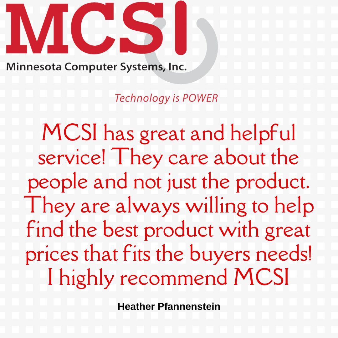 MN_CompSystems's tweet photo. Thank you, Heather, for your review!  We love hearing from our customers!

If you've worked with us at MCSI, we would love to hear from you too!  Head on over to Google and leave us your feedback! https://t.co/e4C9y9oHRf
