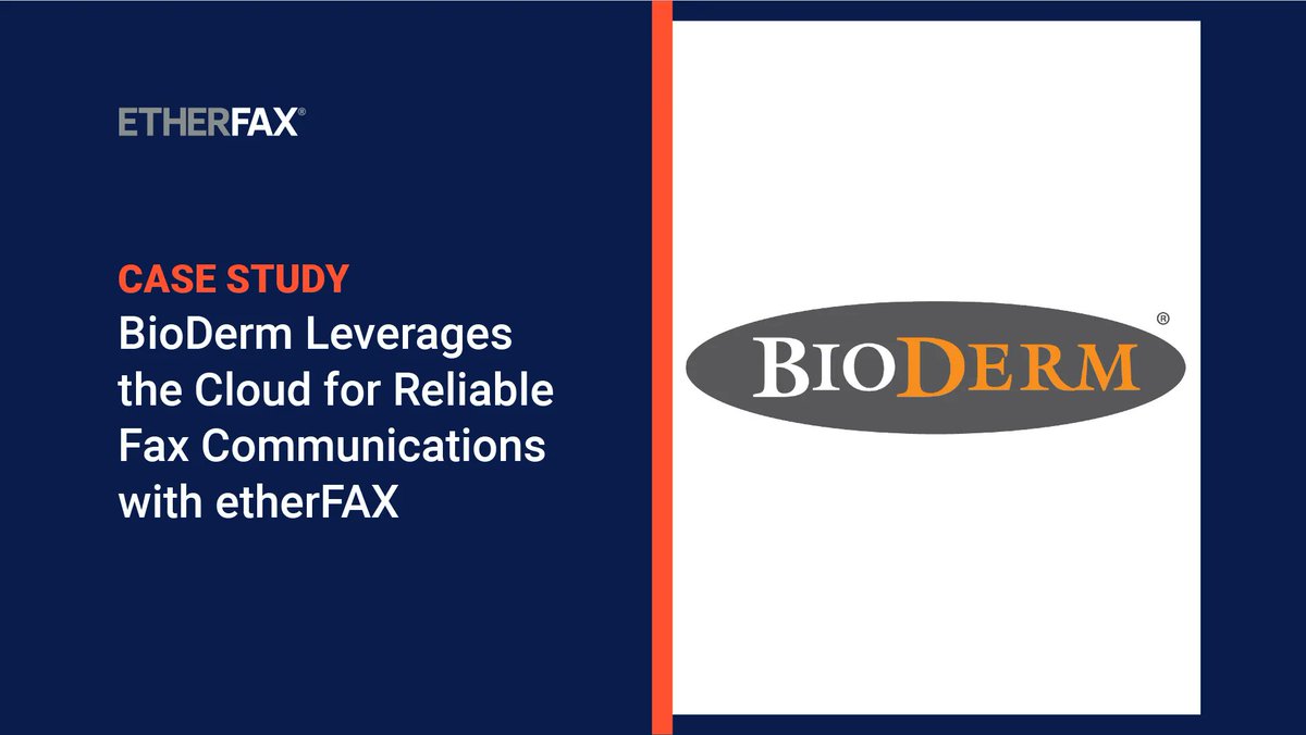 ETHERFAX's tweet photo. Thank you to Industry Analysts, Inc. for featuring our case study with #BioDerm! Read how Bioderm leverages the #cloud for reliable #fax #communications with #etherFAX, here: https://t.co/Cyea0X7ITH @aslawetsky https://t.co/7Re3FiDdxv