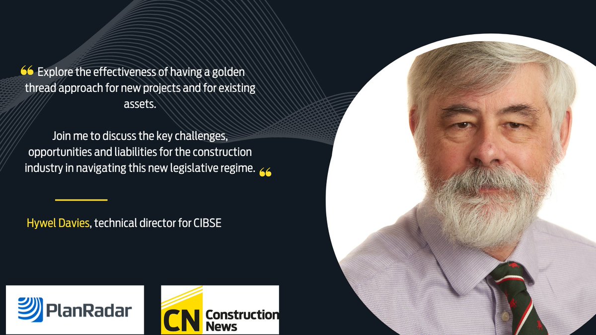 Exclusive webinar | Weaving the ‘golden thread’ into your projects Hear Hywel Davies, technical director at @CIBSE discuss the key challenges and opportunities for the #constrictionindustry in navigating this new legislative regime bit.ly/3ylOtSK #constructionnews