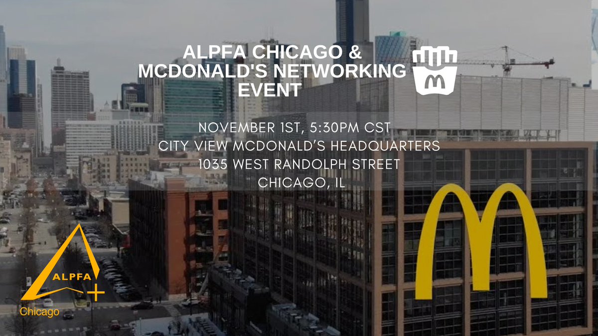 ALPFAChicago's tweet photo. Are you a Greater Chicagoland professional in finance, accounting or data analytics? If so, McDonald's  would like to meet you!

Come out for a complimentary evening of networking and fun! 

Register today with the link in👇
https://t.co/qRVX4T1jwv https://t.co/g98Tnwxogk