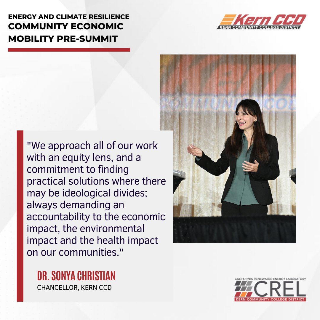 KernCCD's tweet photo. KernCCD Chancellor Dr. @sonyachristian opens the CA Economic Pre-Summit w/the importance of economic mobility and ensuring that people have the resources to change their lives. Tune in: https://t.co/0lk7tvQVHw

#economicmobility 
#energyresilience 
#climateresilience
#KernCCD https://t.co/ngQuGIidOw