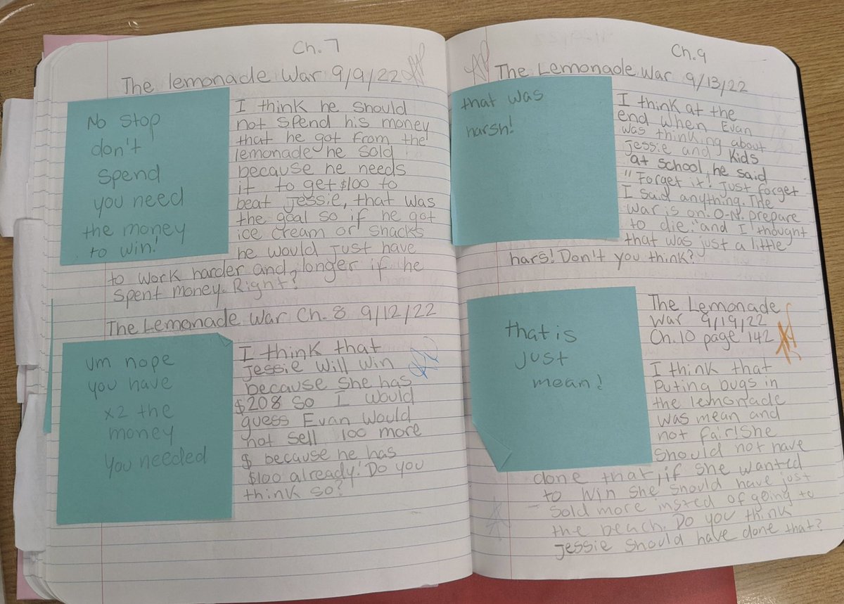 Curriculum Cabinet met at <a href="/NorthScottNAES/">NeilArmstrong</a> today and visited several classrooms. There is some awesome teaching and learning happening in our schools. Look at the evidence of deep thinking in this S’s reading response log!
