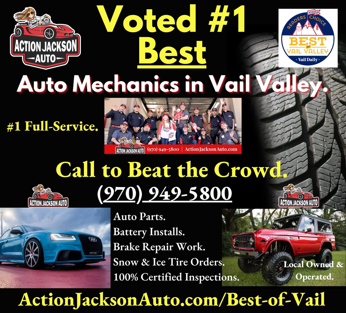 vailautorepair's tweet image. The best auto mechanics and auto repair near Vail, Colorado! #ActionJacksonAuto #BestLocalAutoRepair #BestAutoMechanics #Cars #Trucks #Brakes #Tires #OilChanges